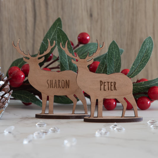 Personalised Wooden Deer Place Name