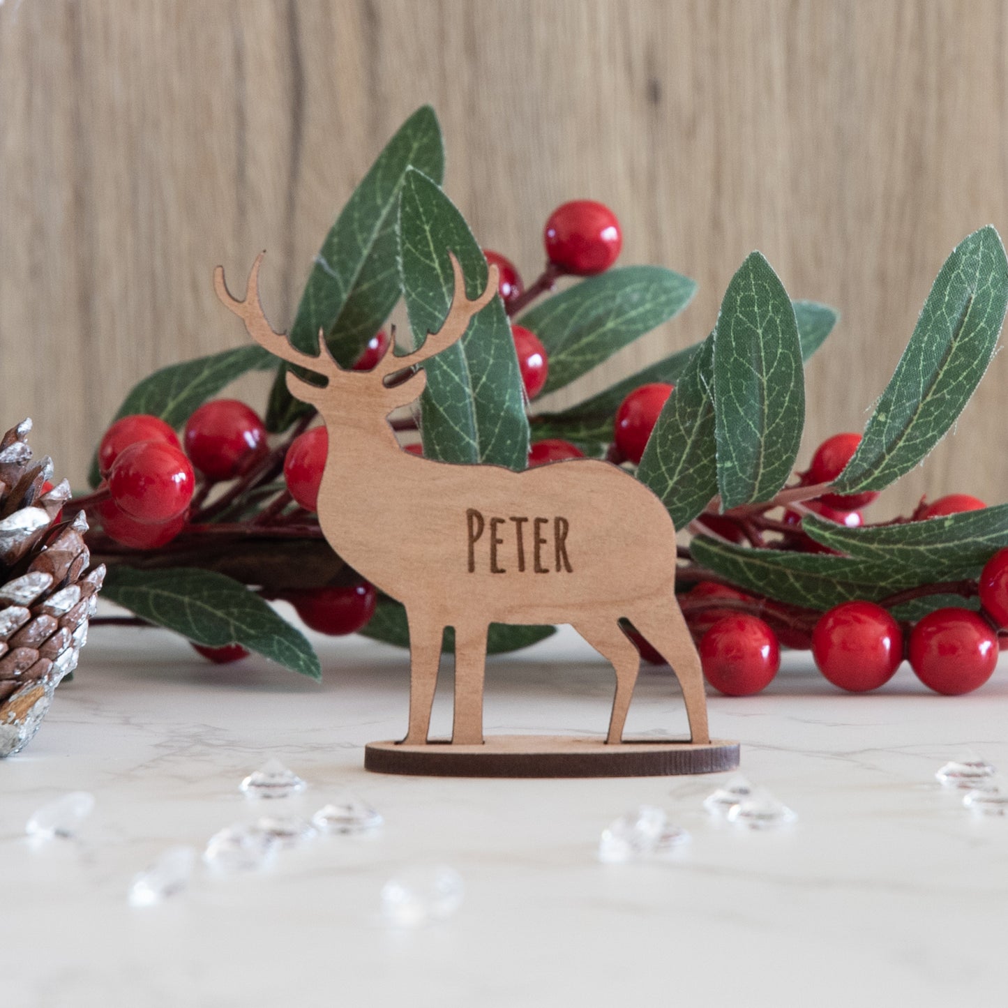 Personalised Wooden Deer Place Name