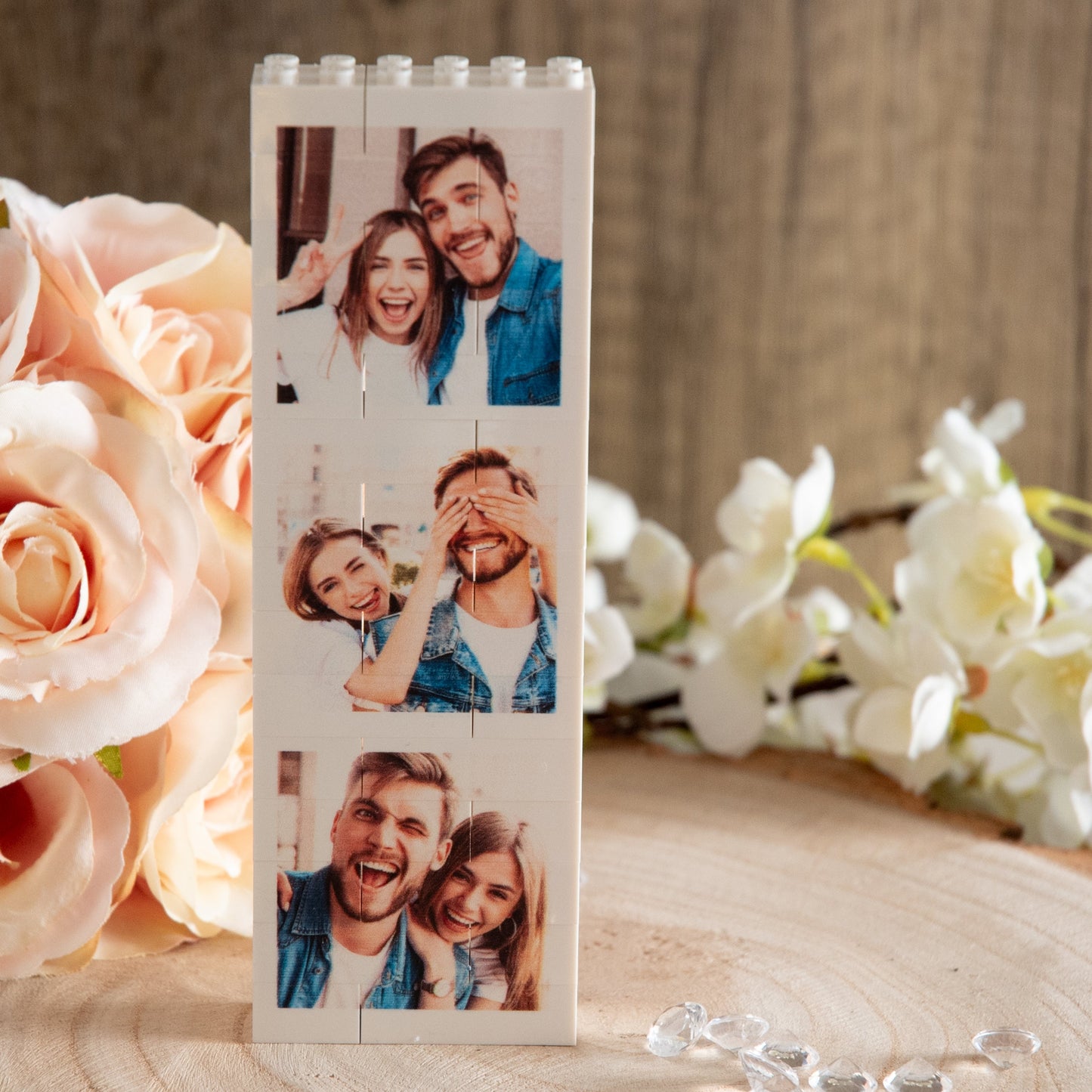 Personalised Photo Strip made from. LEGO® Bricks, Personalised white Building Blocks