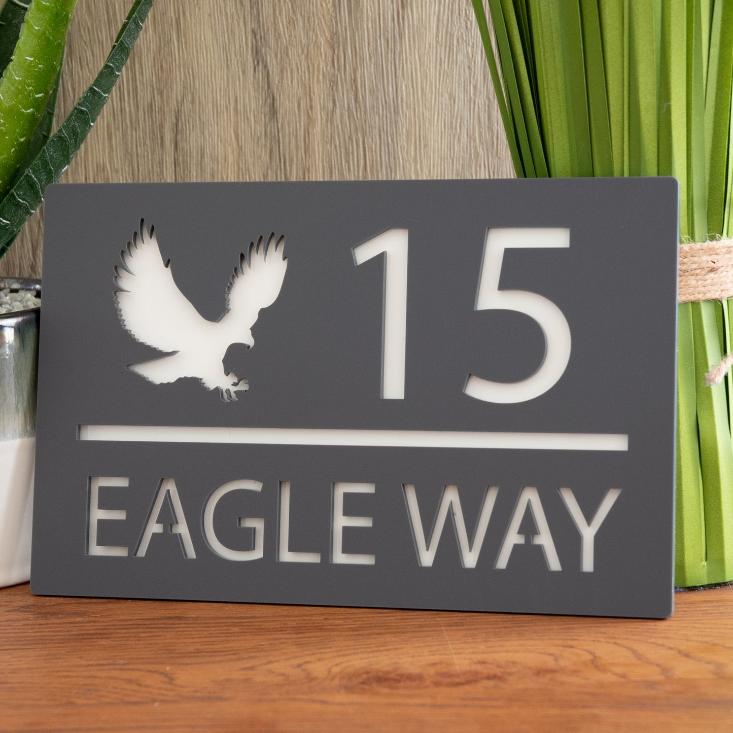 Personalised Eagle Silhouette Modern Mirror Rectangular Acrylic House Door Sign