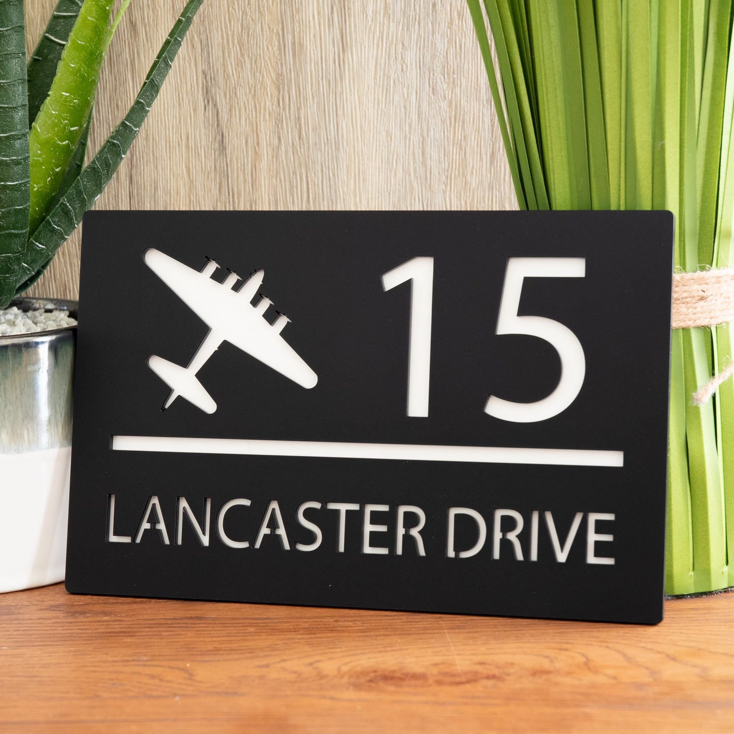 Personalised Lancaster Bomber Modern Mirror Rectangular Acrylic House Door Sign