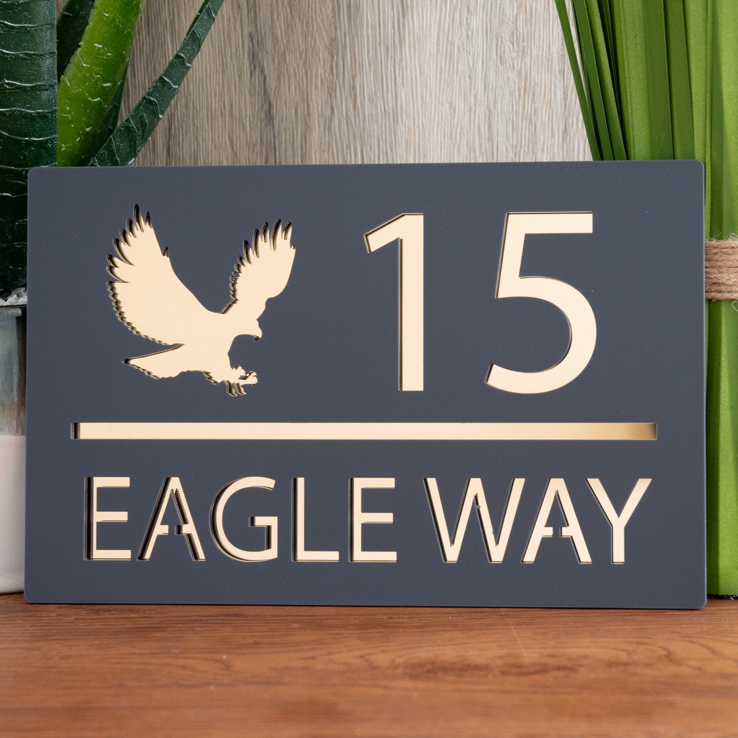 Personalised Eagle Silhouette Modern Mirror Rectangular Acrylic House Door Sign