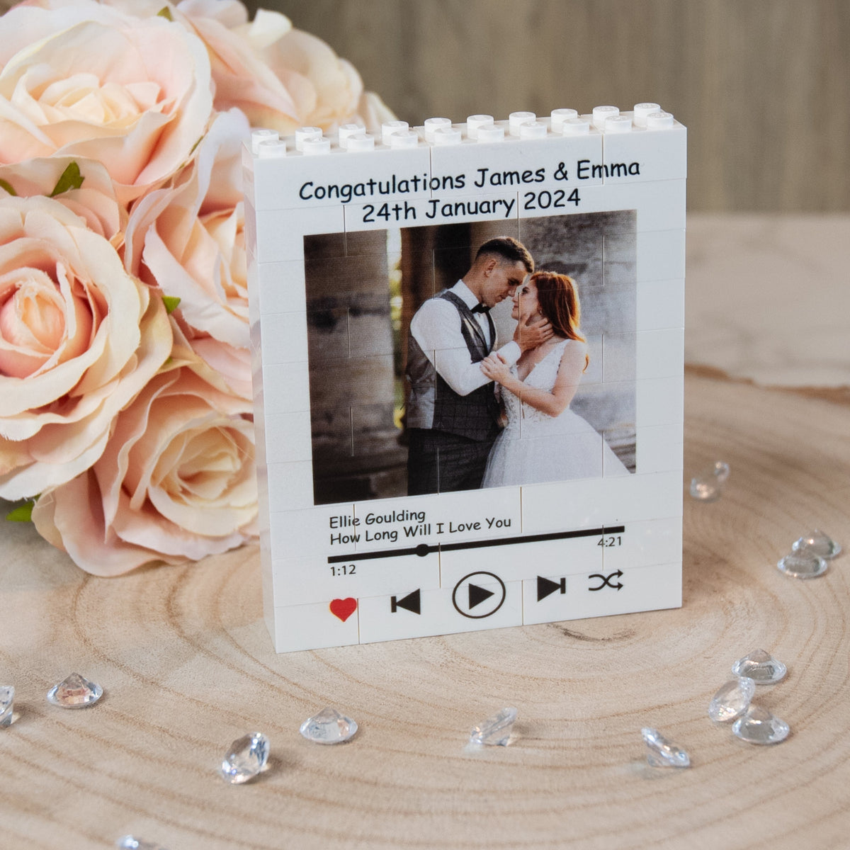 First Date Brick Personalised Wedding First Dance and Photo Block made from, LEGO® Bric ...