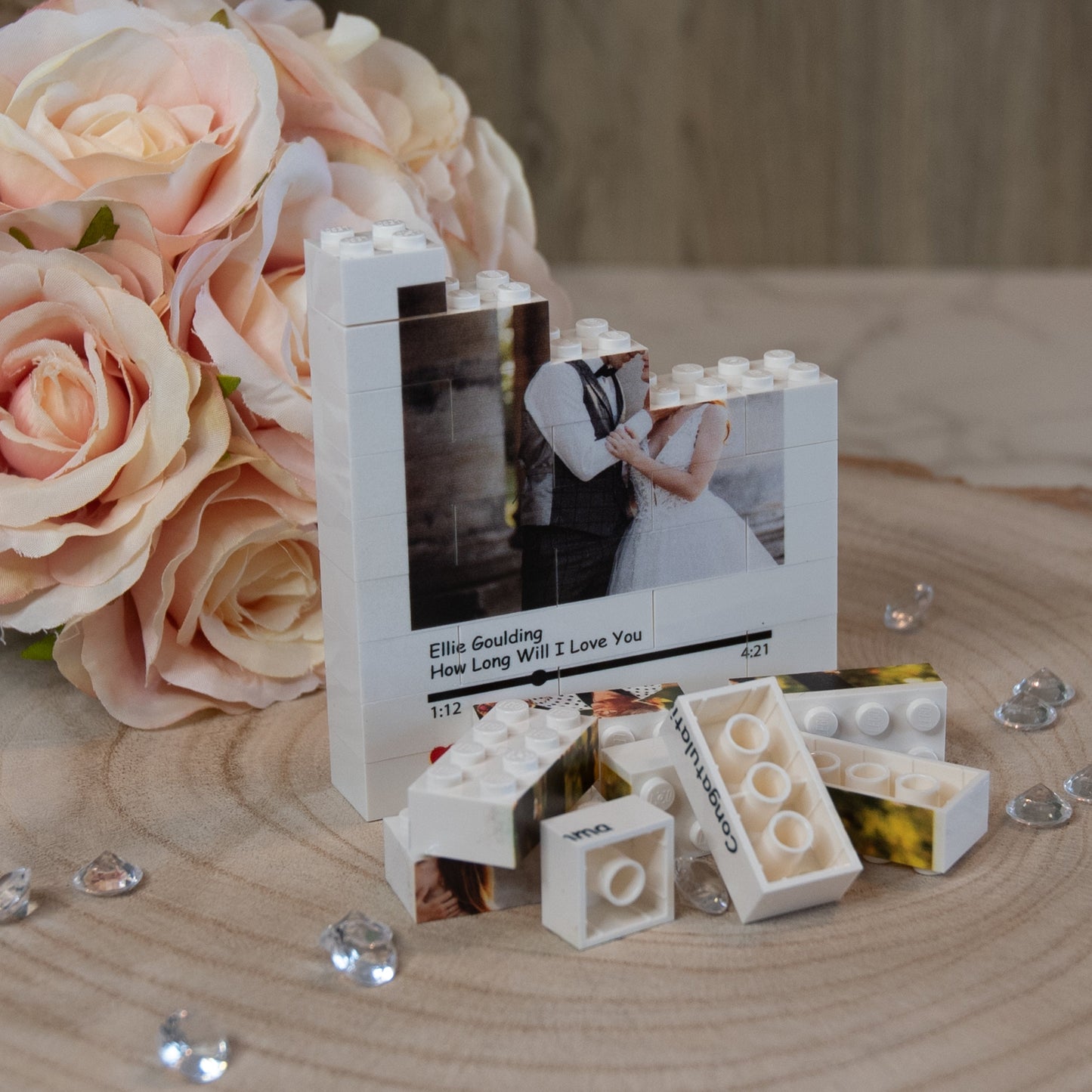 Personalised Wedding First Dance and Photo Block made from, LEGO® Bricks