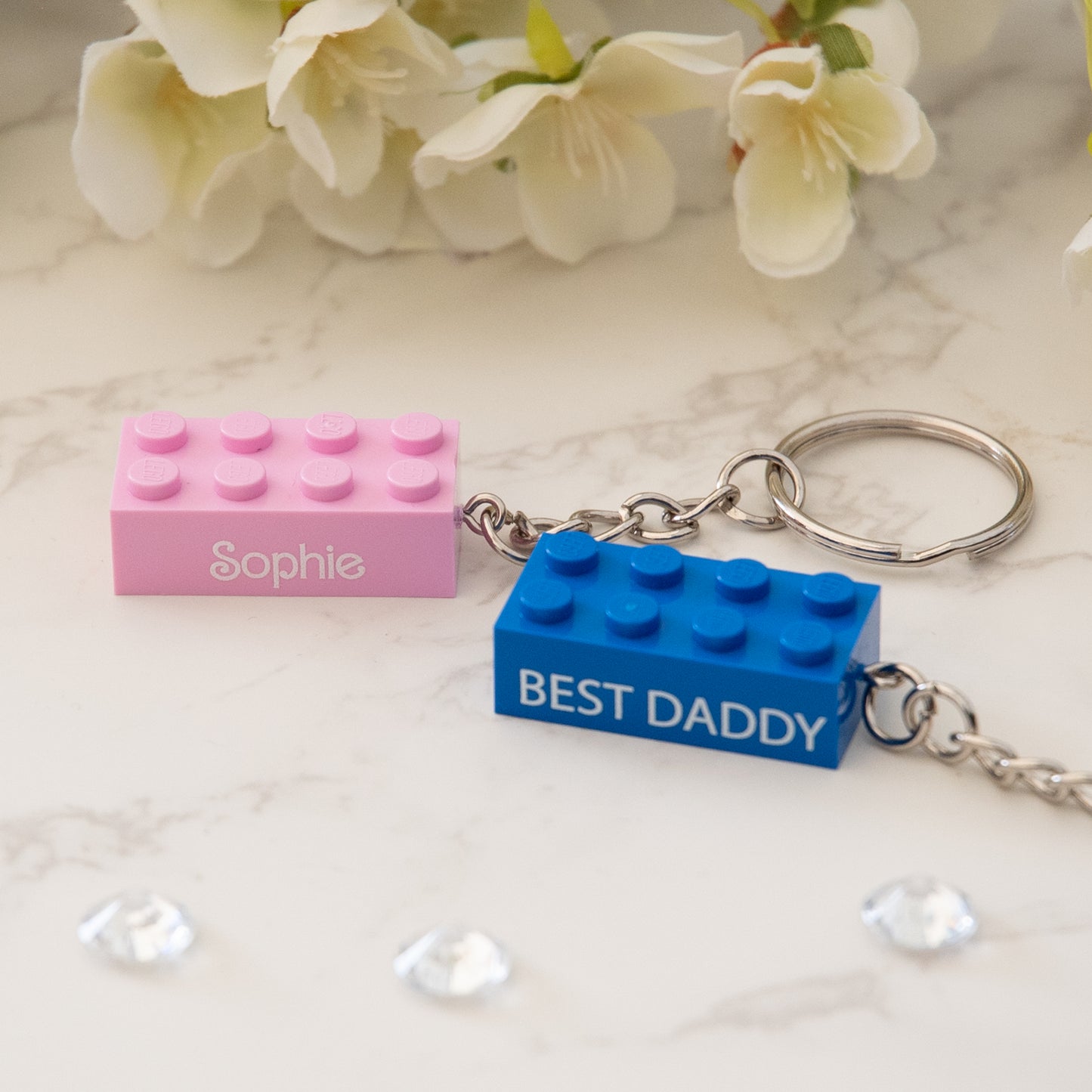 Personalised Keyring made from Genuine LEGO bricks. Choice of 20 colours