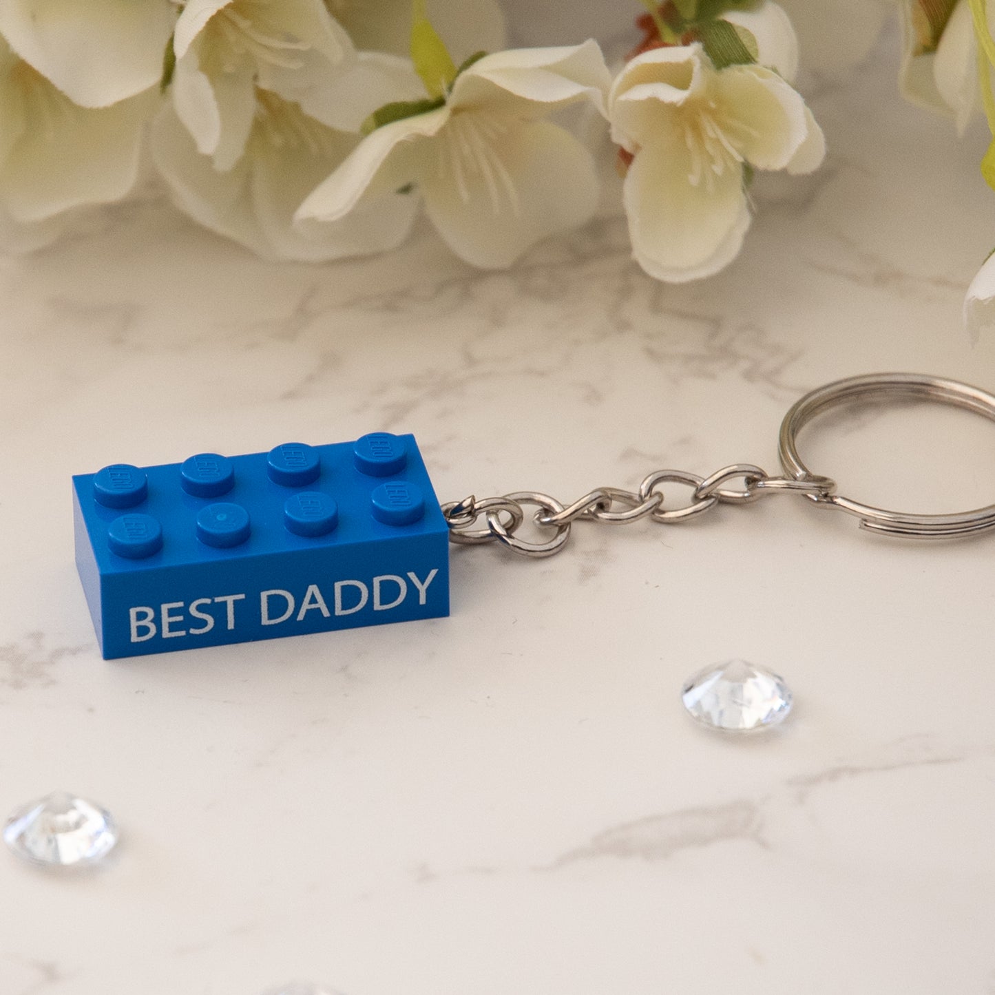 Personalised Keyring made from Genuine LEGO bricks. Choice of 20 colours