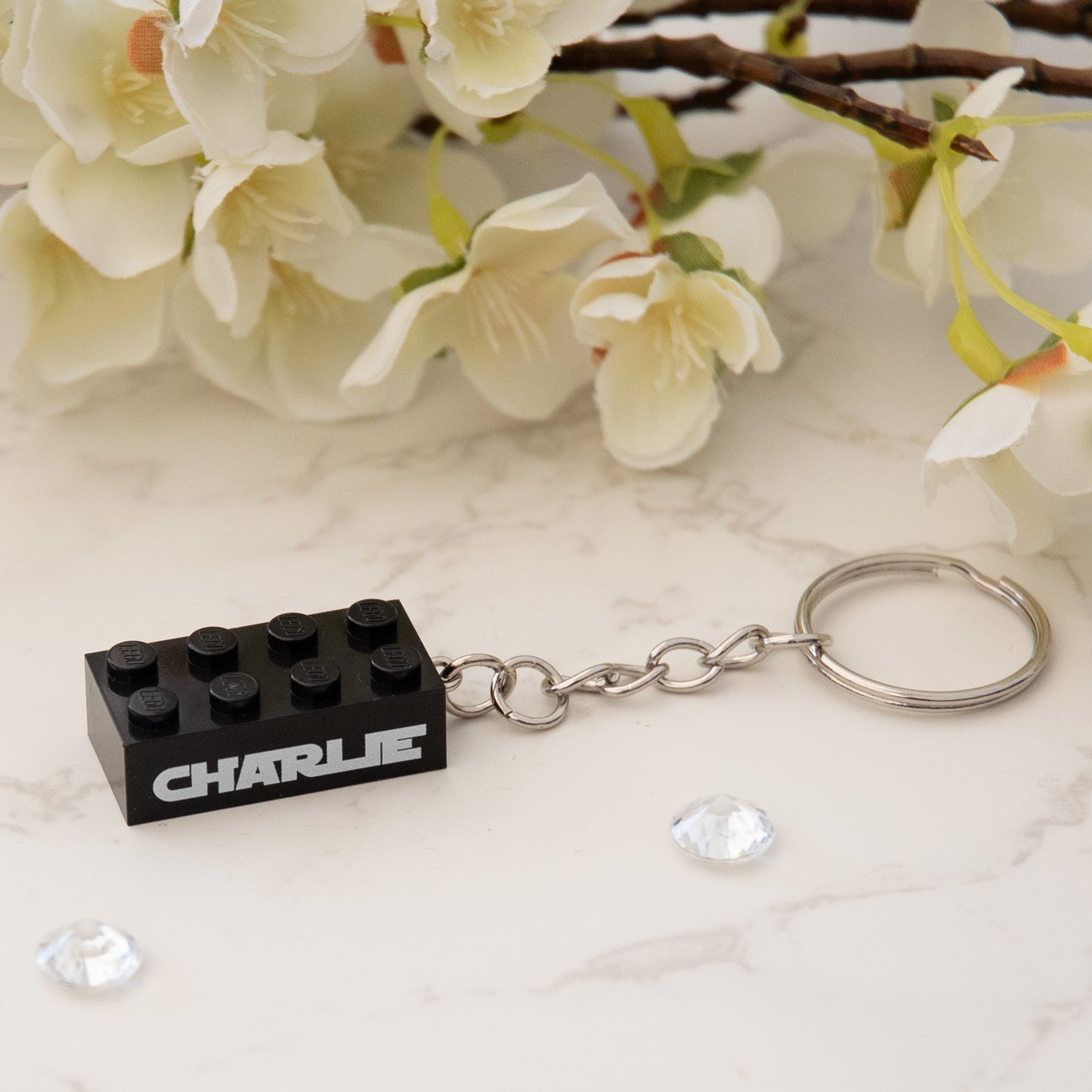 Personalised Keyring made from Genuine LEGO bricks. Choice of 20 colours