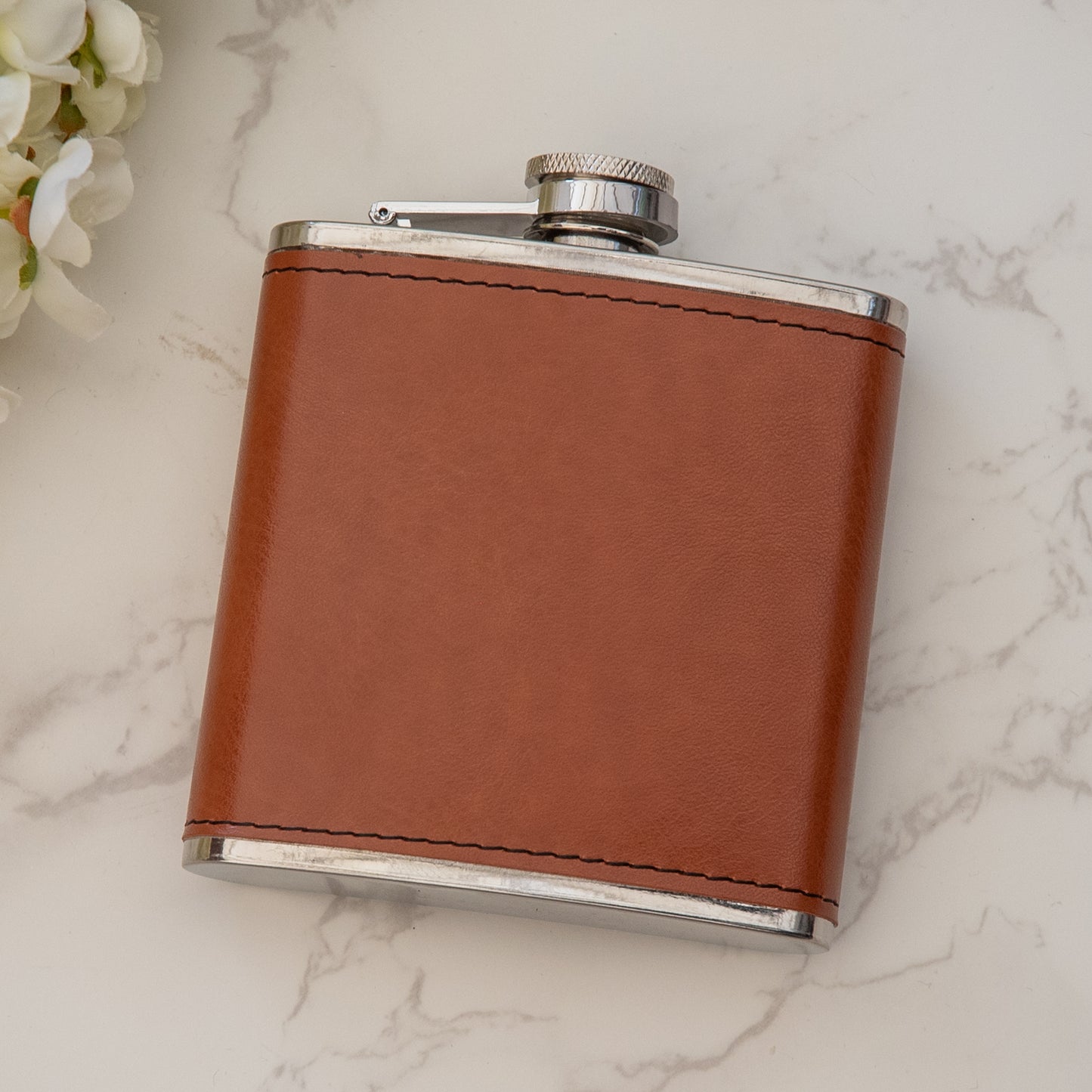 Personalised  Engraved  Top Hat Hip Flask