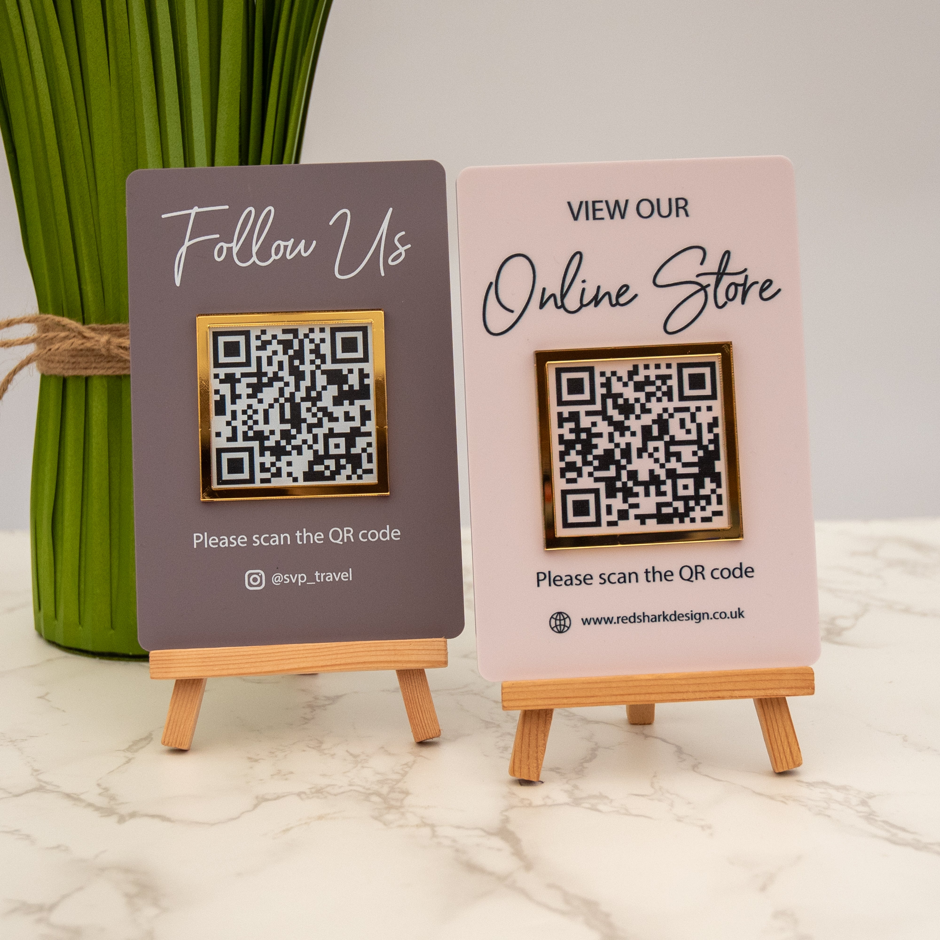 Qr Display Sign Mini QR Code Social Media Display Sign – Red Shark Design