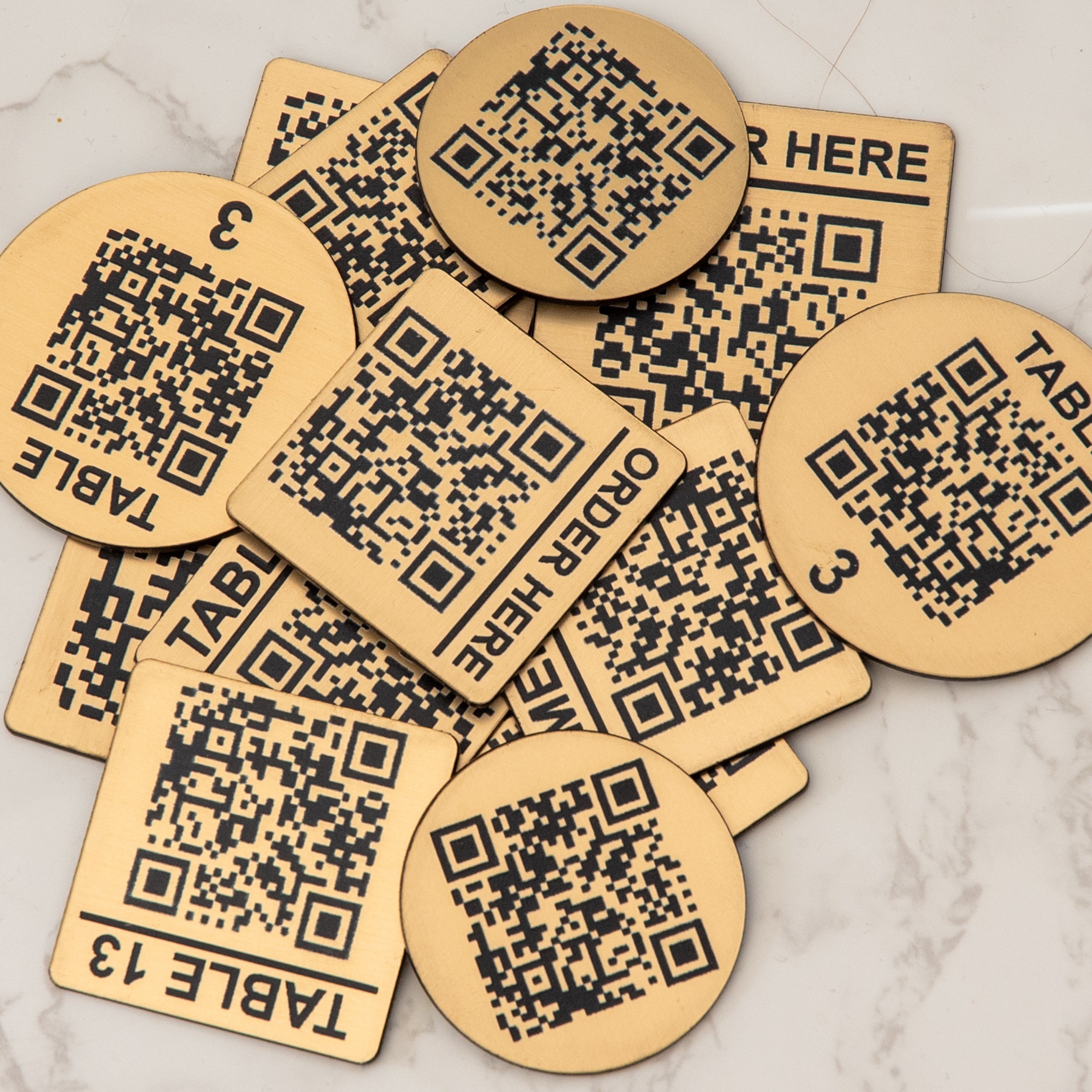 Personalised Engraved QR Code with text – Red Shark Design