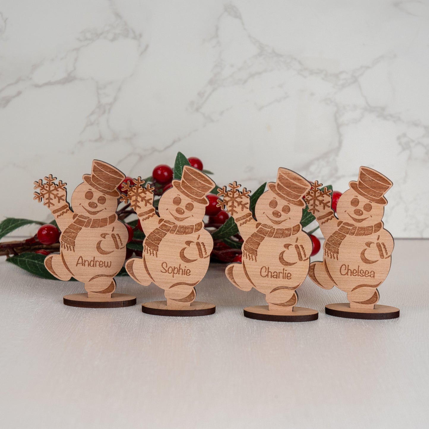 Personalised Wooden Snowman Christmas Place Name