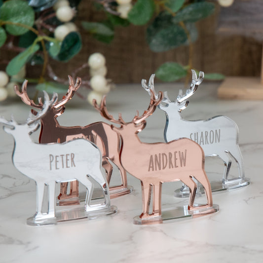 Personalised Mirror Acrylic Stag Deer Place Name
