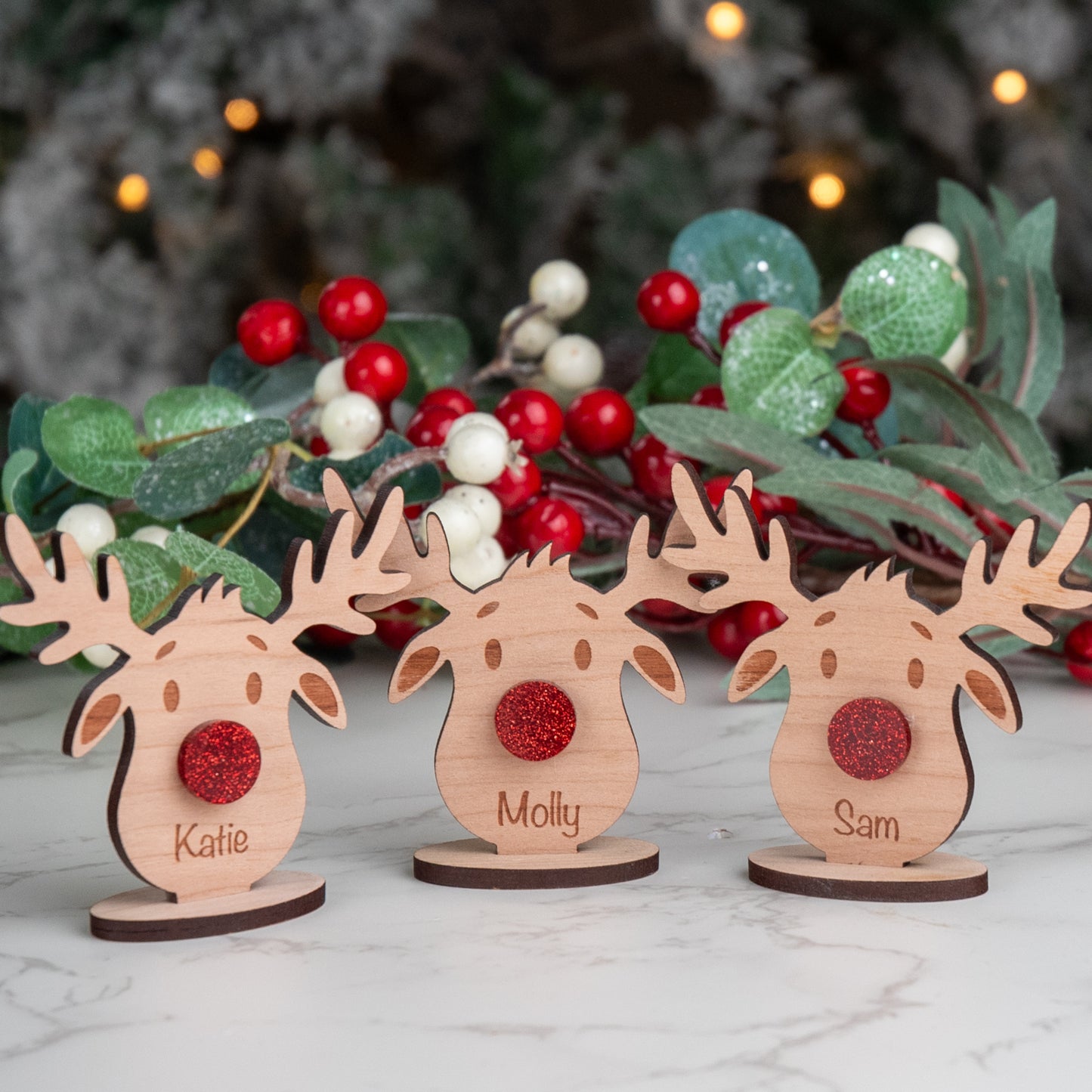 Personalised Wooden Reindeer Place Name