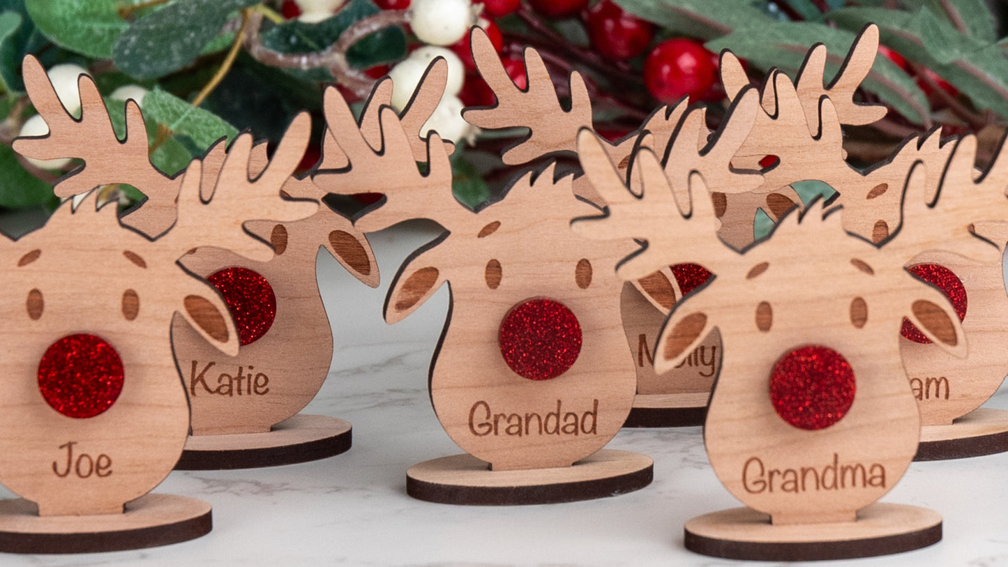 Personalised Wooden Reindeer Place Name