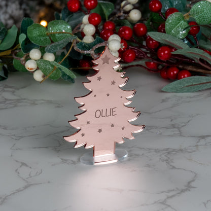 Personalised Mirror Acrylic Christmas Tree Place Name