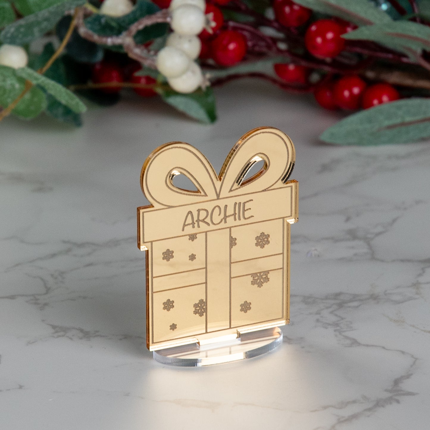 Personalised Mirror Acrylic Christmas Present Place Name