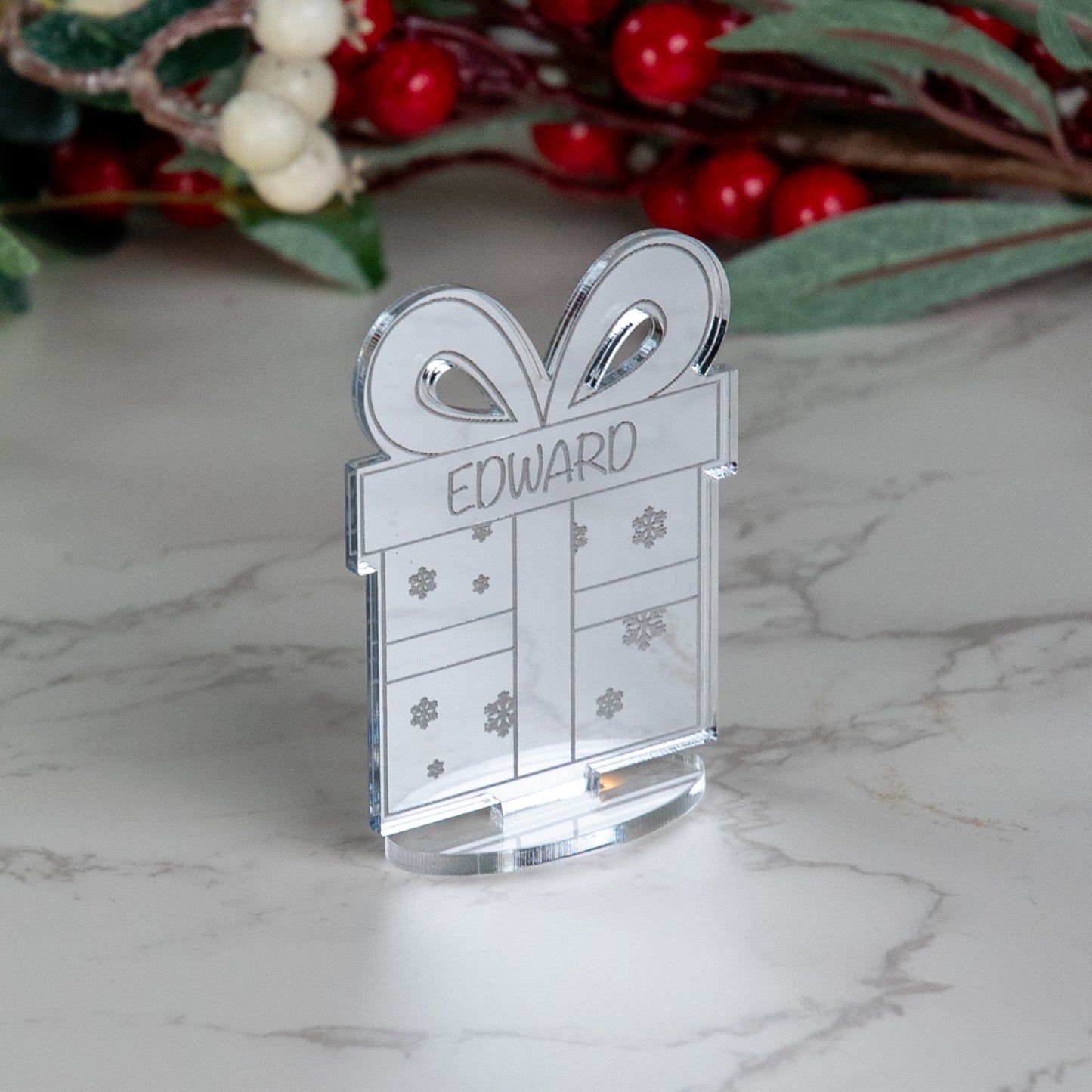 Personalised Mirror Acrylic Christmas Present Place Name