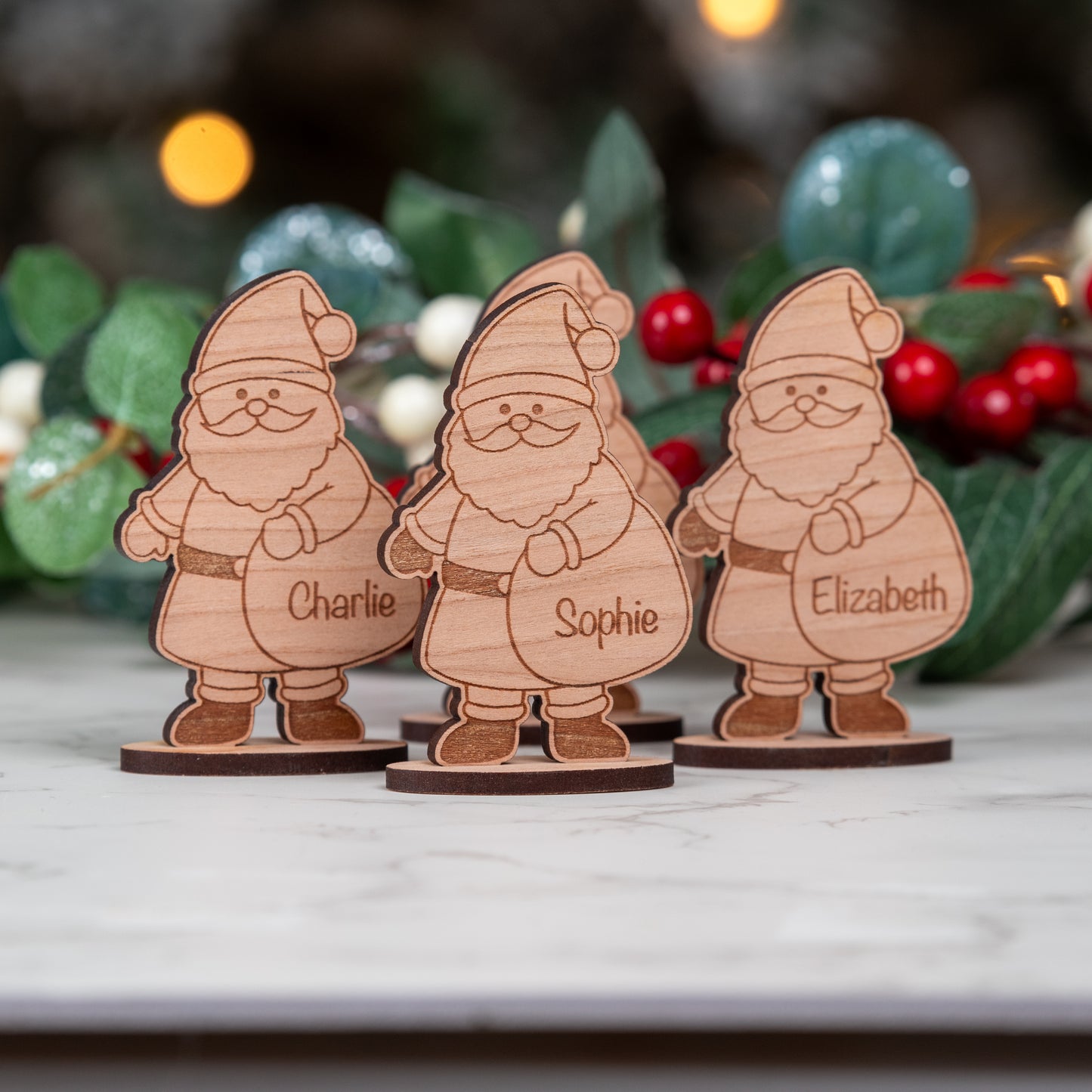 Personalised Wooden Father Christmas Santa Place Name