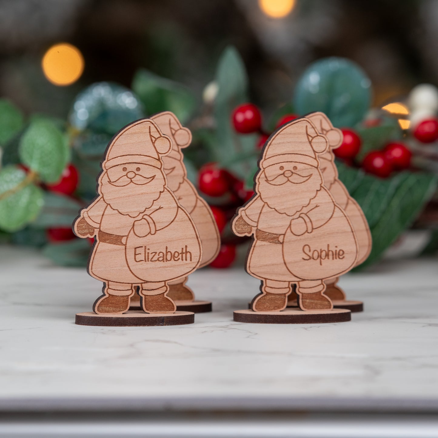 Personalised Wooden Father Christmas Santa Place Name