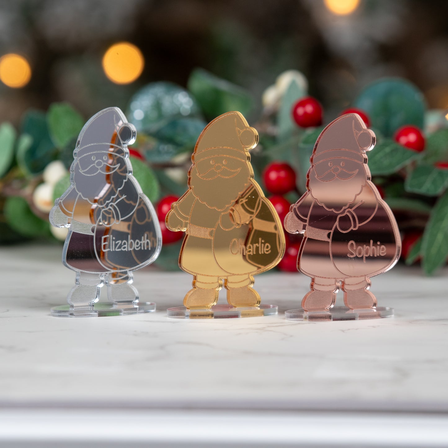 Personalised Mirror Acrylic Father Christmas Place Name