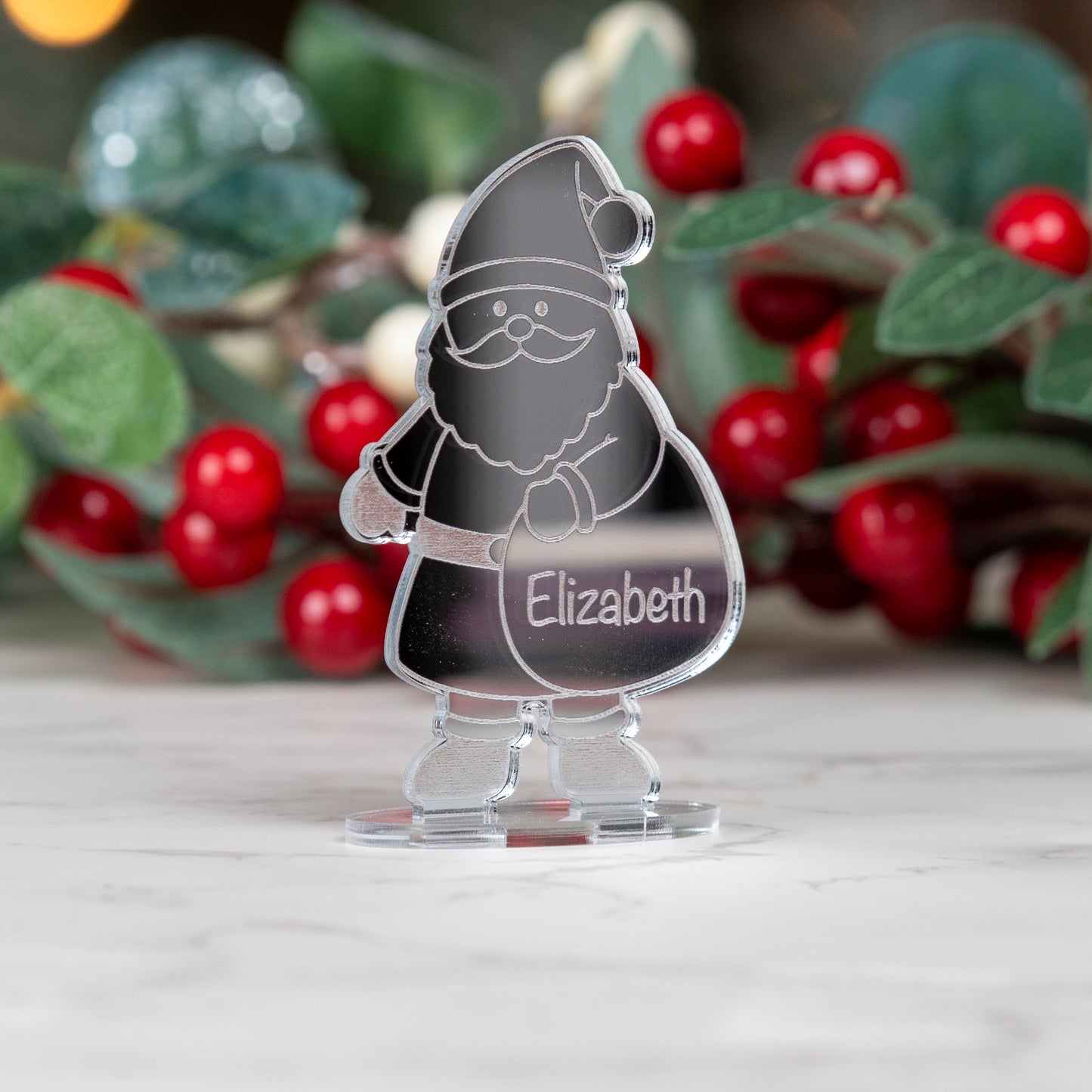 Personalised Mirror Acrylic Father Christmas Place Name