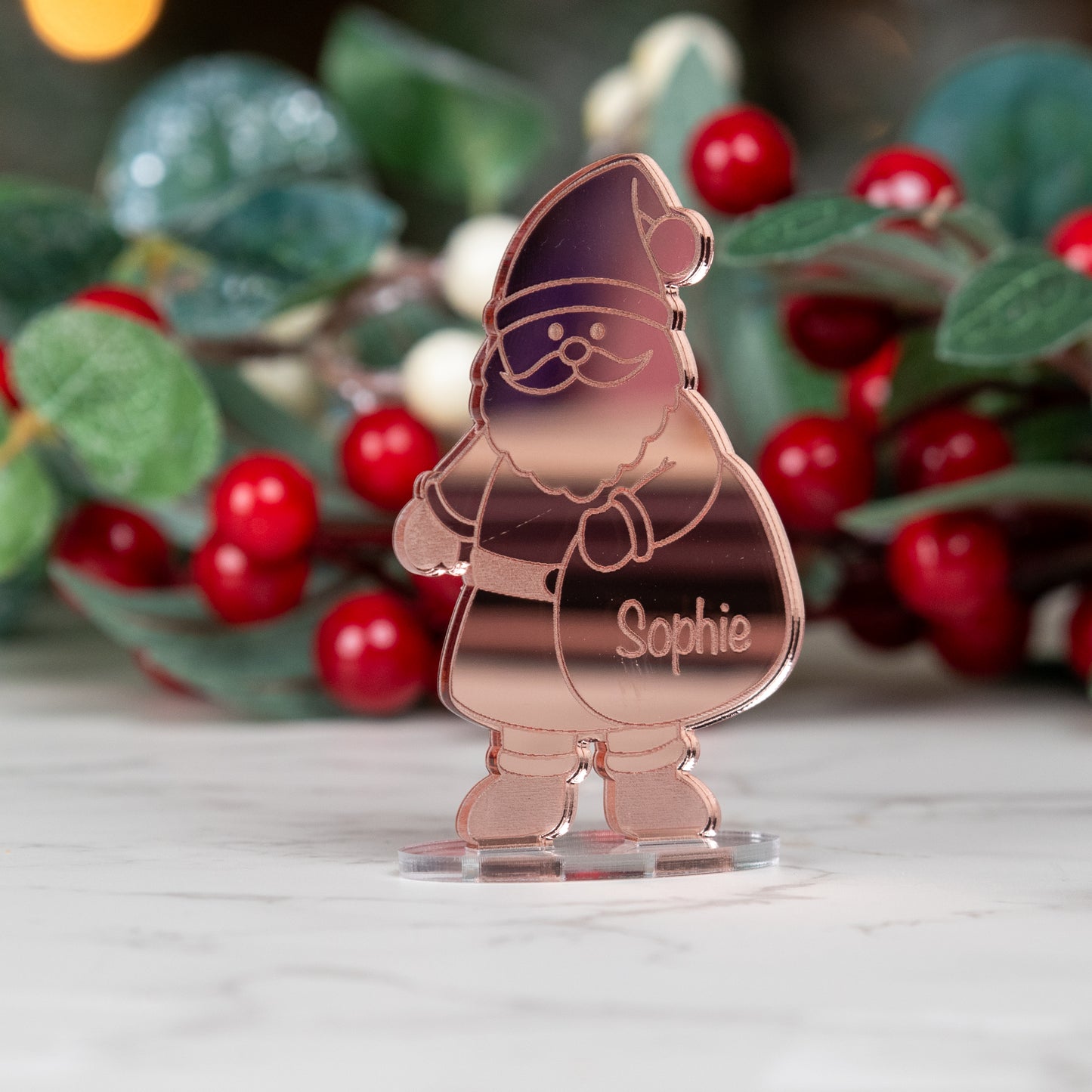 Personalised Mirror Acrylic Father Christmas Place Name