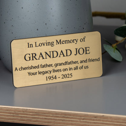 Personalised Engraved Memorial Plaque – Custom Name Plate for Door, Urn or Bench