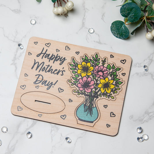 Mother’s Day Wooden Pop Out Spring Flower Card – Keepsake Gift for Mum