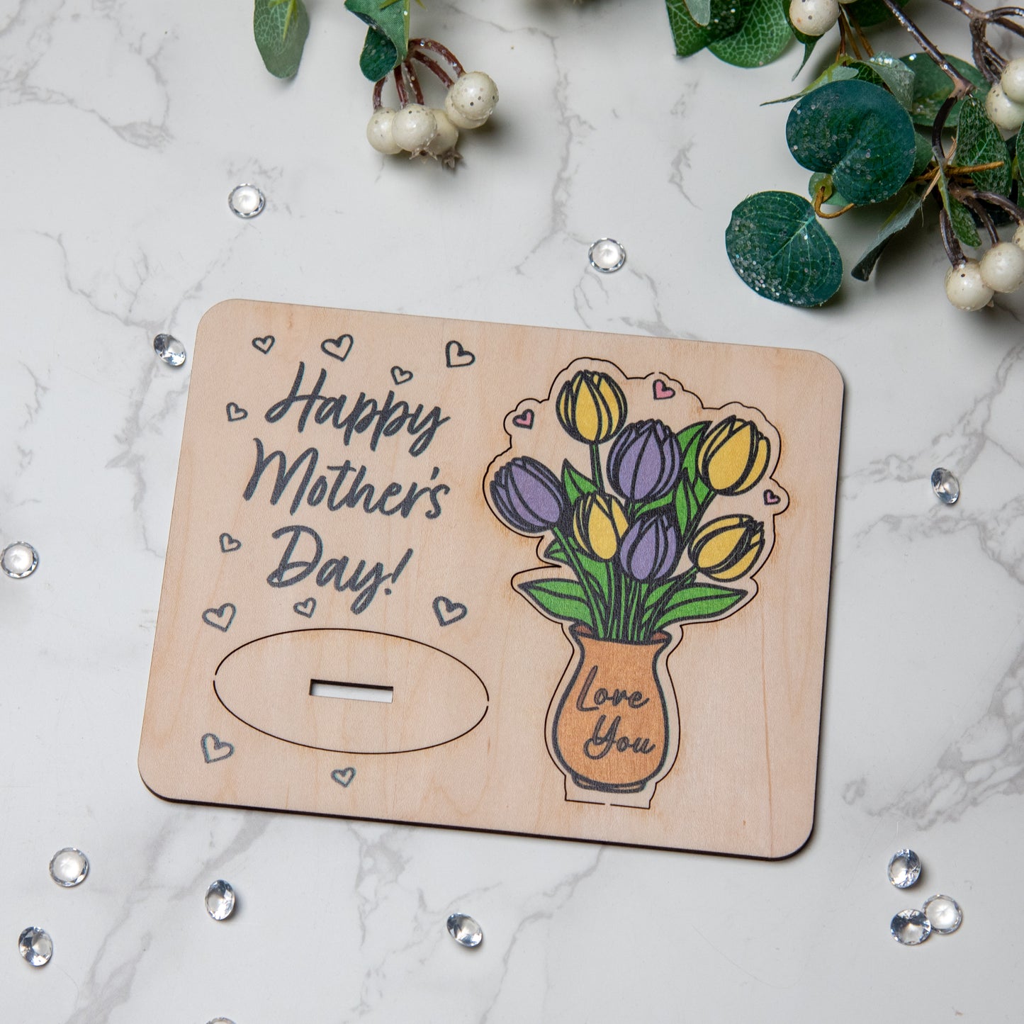 Mother’s Day Wooden Pop Out Tulip Card – Keepsake Gift for Mum