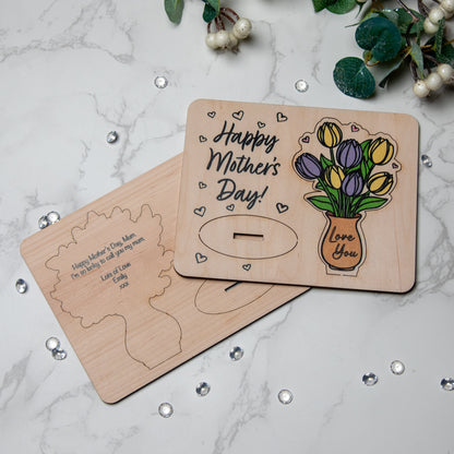 Mother’s Day Wooden Pop Out Tulip Card – Keepsake Gift for Mum