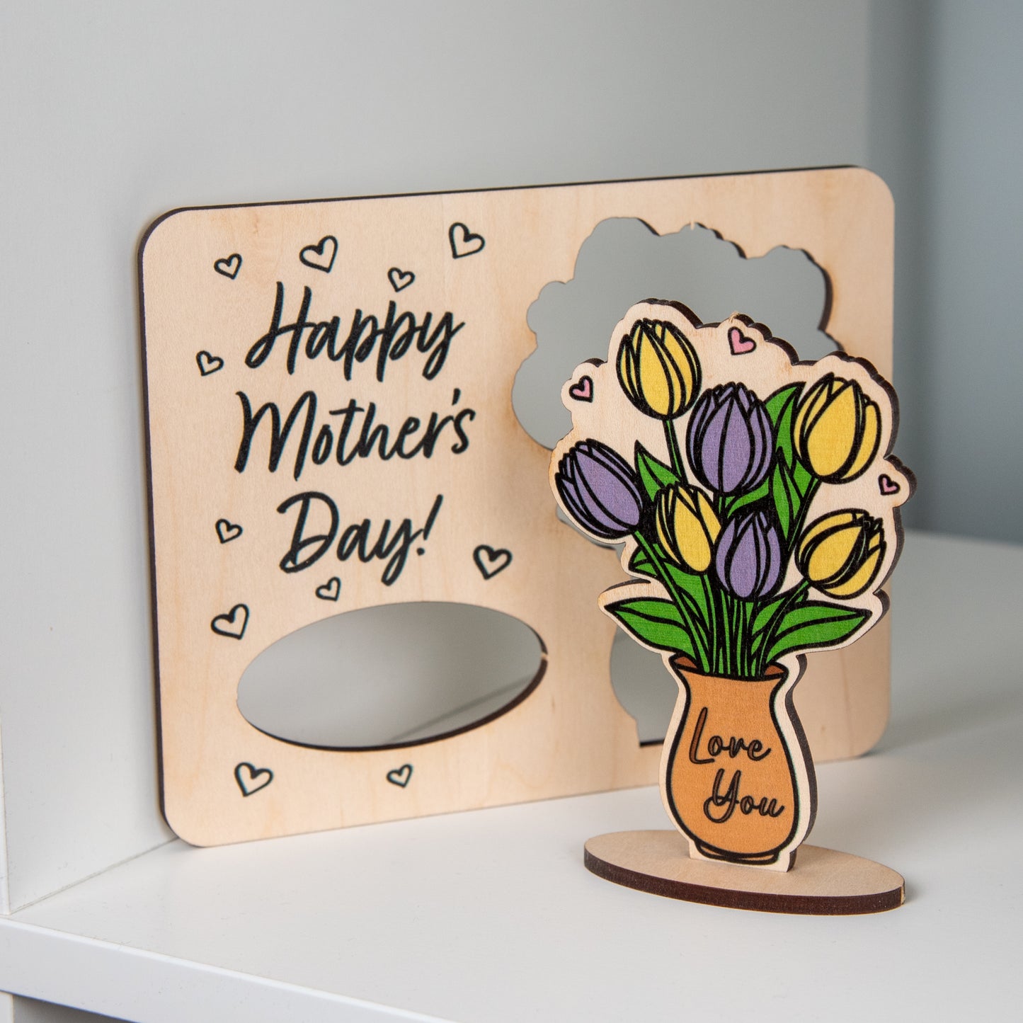 Mother’s Day Wooden Pop Out Spring Flower Card – Keepsake Gift for Mum