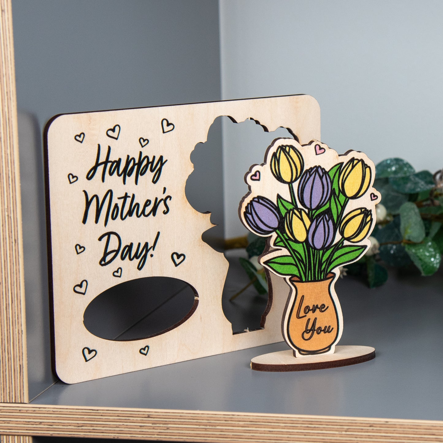 Mother’s Day Wooden Pop Out Tulip Card – Keepsake Gift for Mum