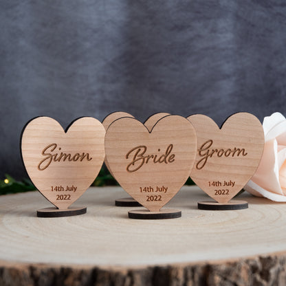 Personalised Wedding Wooden Heart Place Names