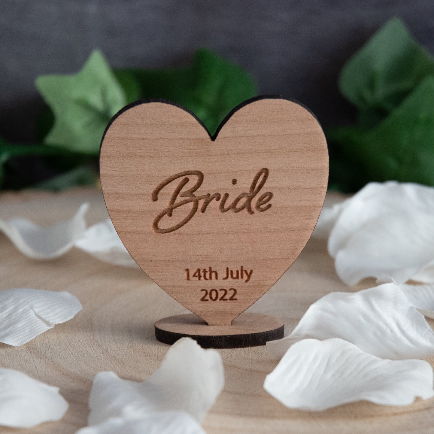 Personalised Wedding Wooden Heart Place Names