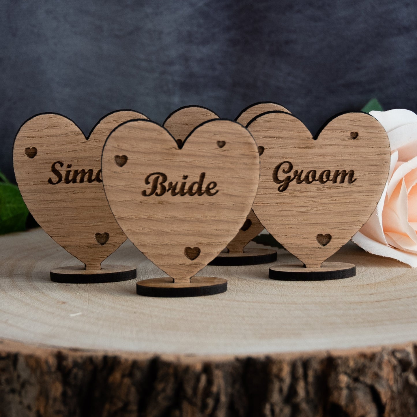 Personalised Wedding Wooden Heart Place Names