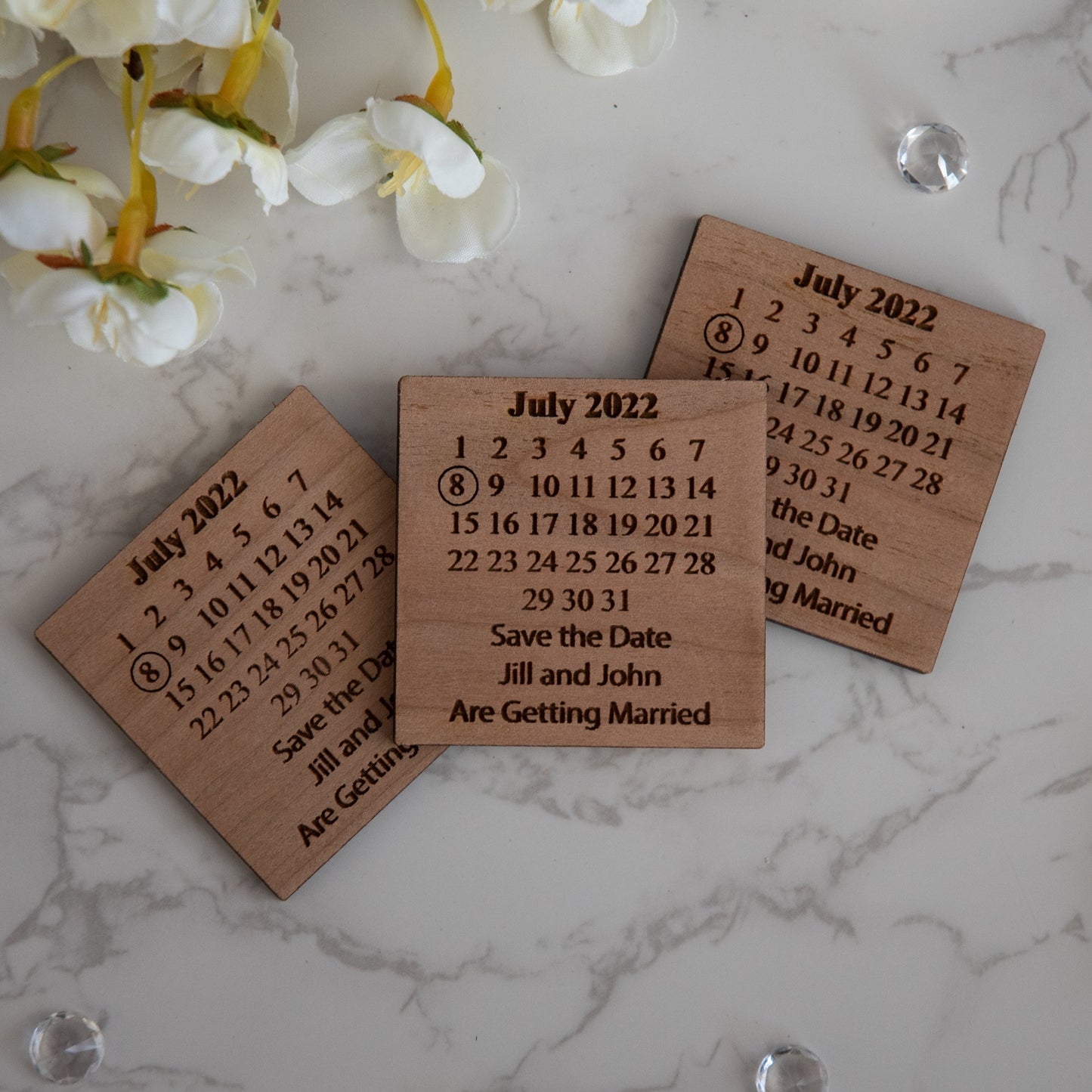 Personalised Calendar Save the Date Wooden Fridge  Magnet