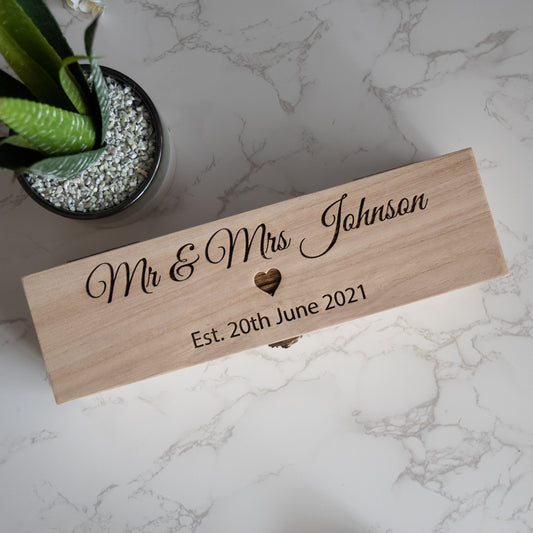 Personalised Wooden Wedding Bottle Box