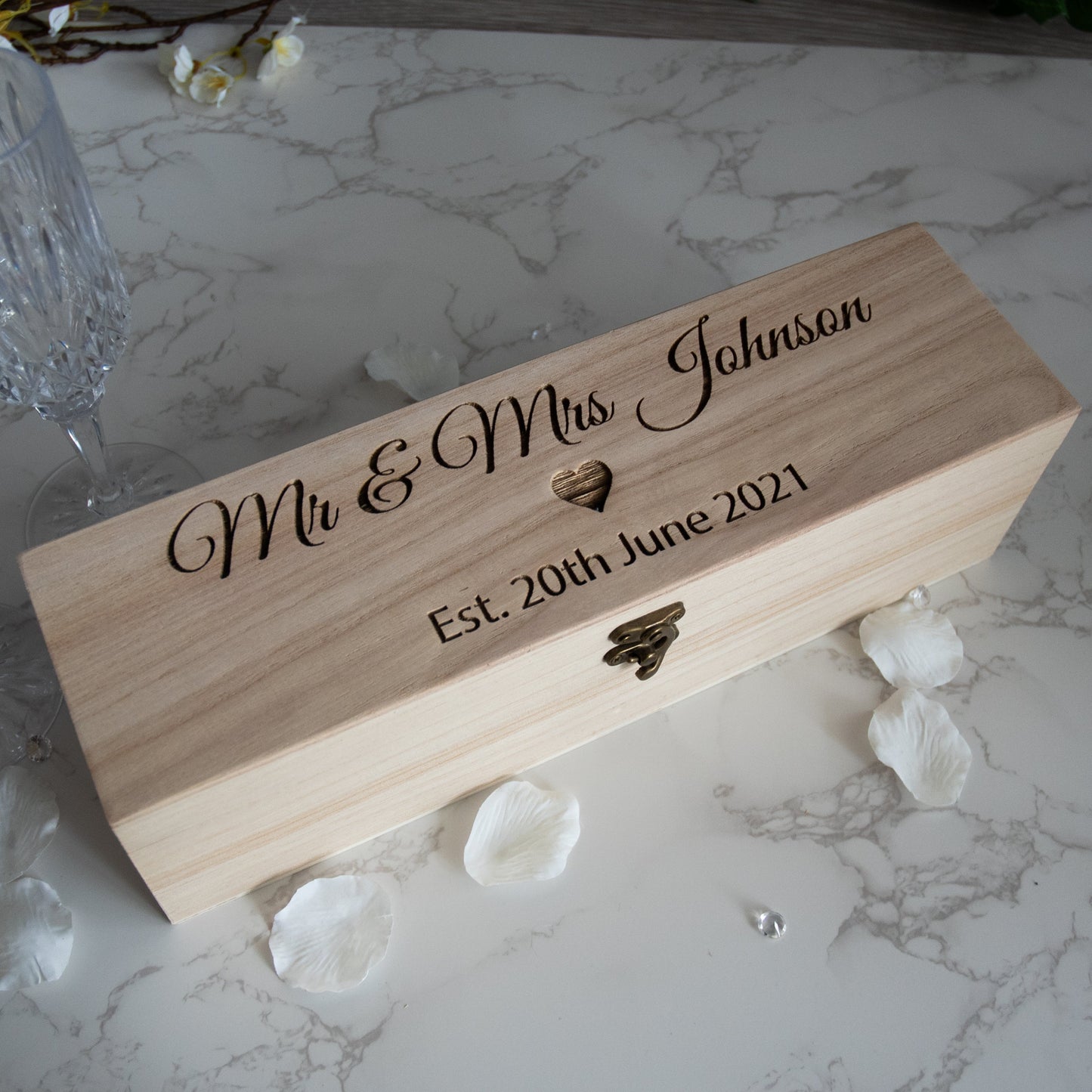 Personalised Wooden Wedding Bottle Box