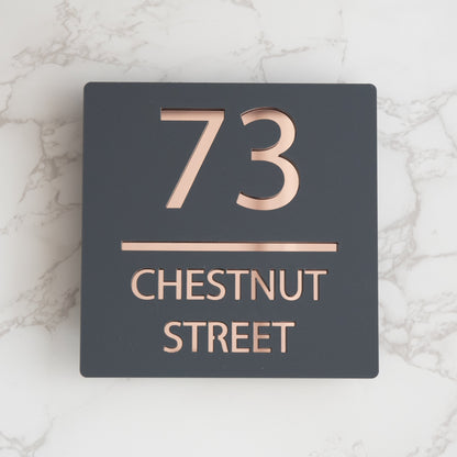 Personalised Square Modern Mirror Acrylic House Sign