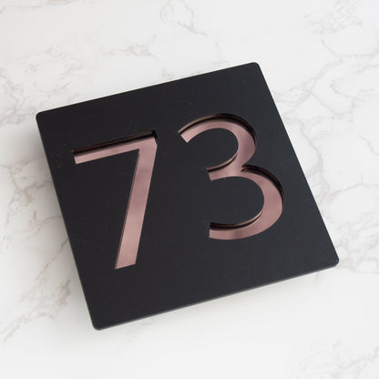 Personalised House Number Modern Mirror Square Acrylic House Sign