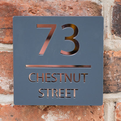 Personalised Square Modern Mirror Acrylic House Sign
