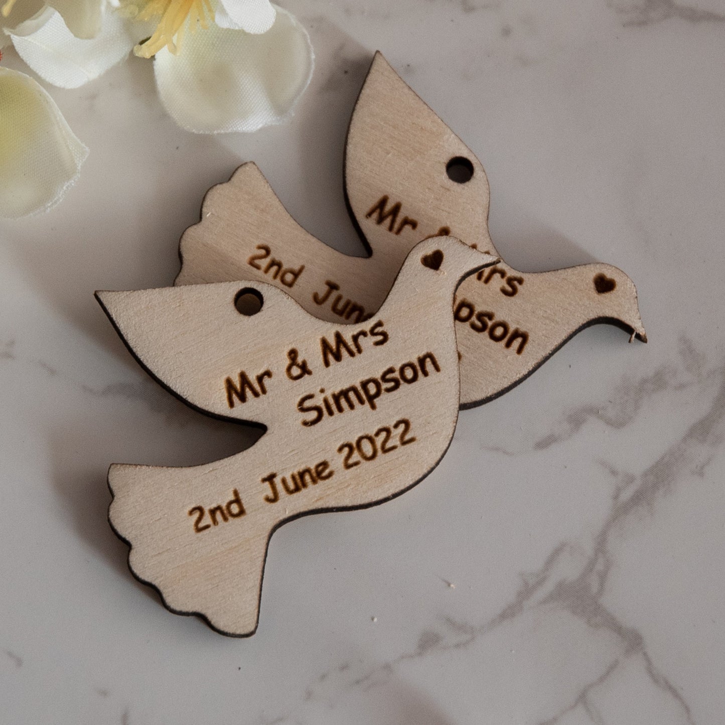 Personalised Wooden Dove Wedding Favour