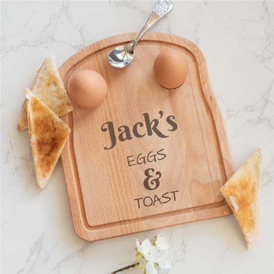 Personalised Eggs & Toast Dippy Egg Wooden Breakfast Board