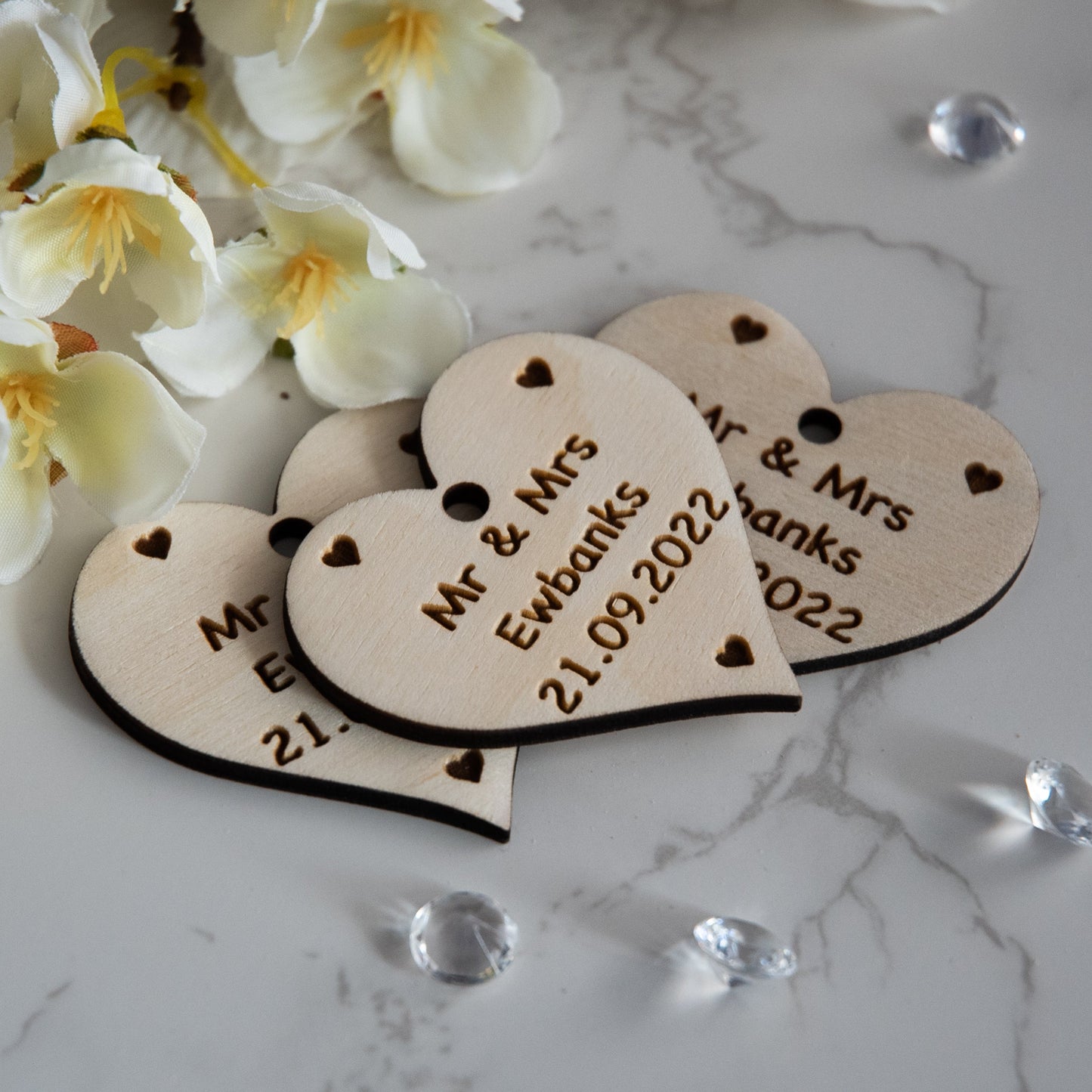 Personalised Mr & Mrs Heart Shaped Wedding Favour