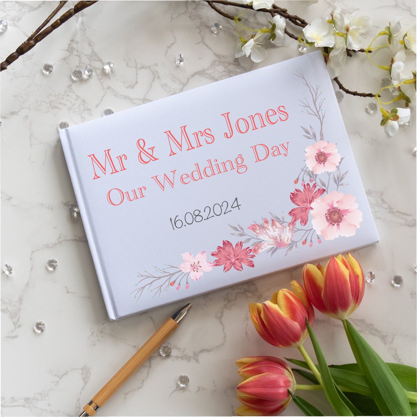 Pretty Floral Wedding Guest Book