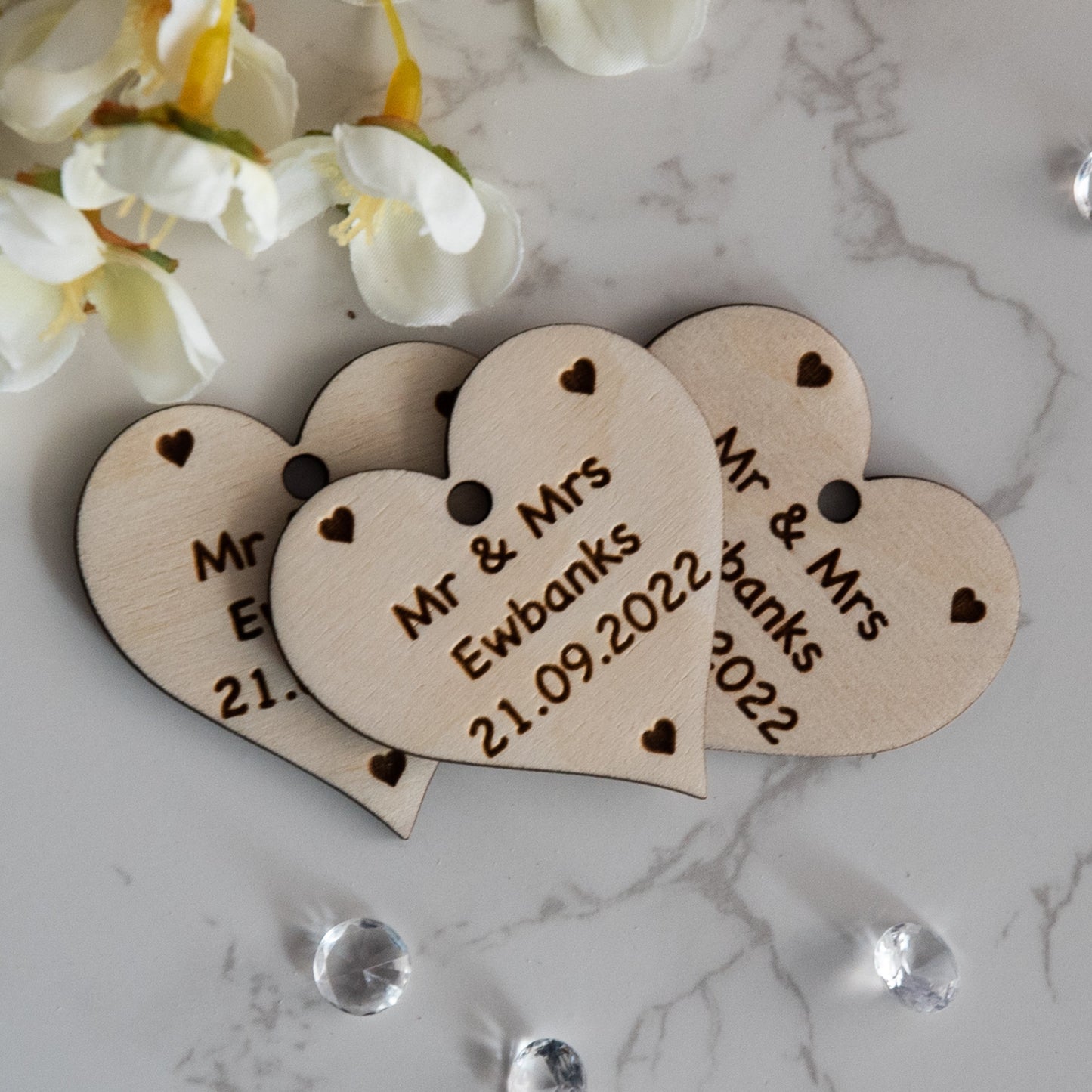 Personalised Mr & Mrs Heart Shaped Wedding Favour