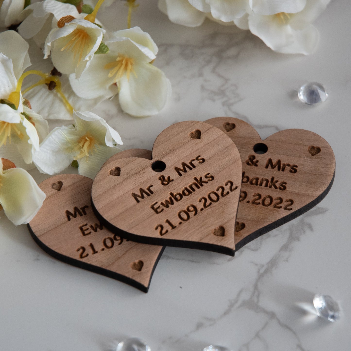 Personalised Mr & Mrs Heart Shaped Wedding Favour