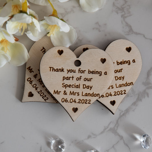 Personalised Heart Thank You Wedding Favour