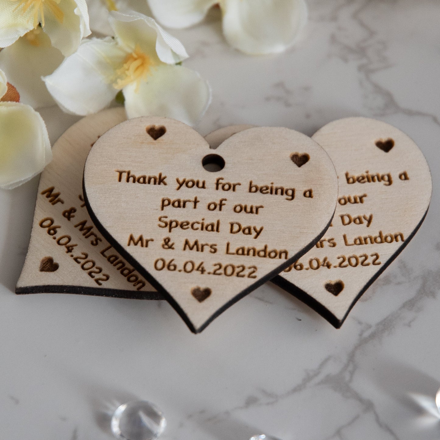 Personalised Heart Thank You Wedding Favour