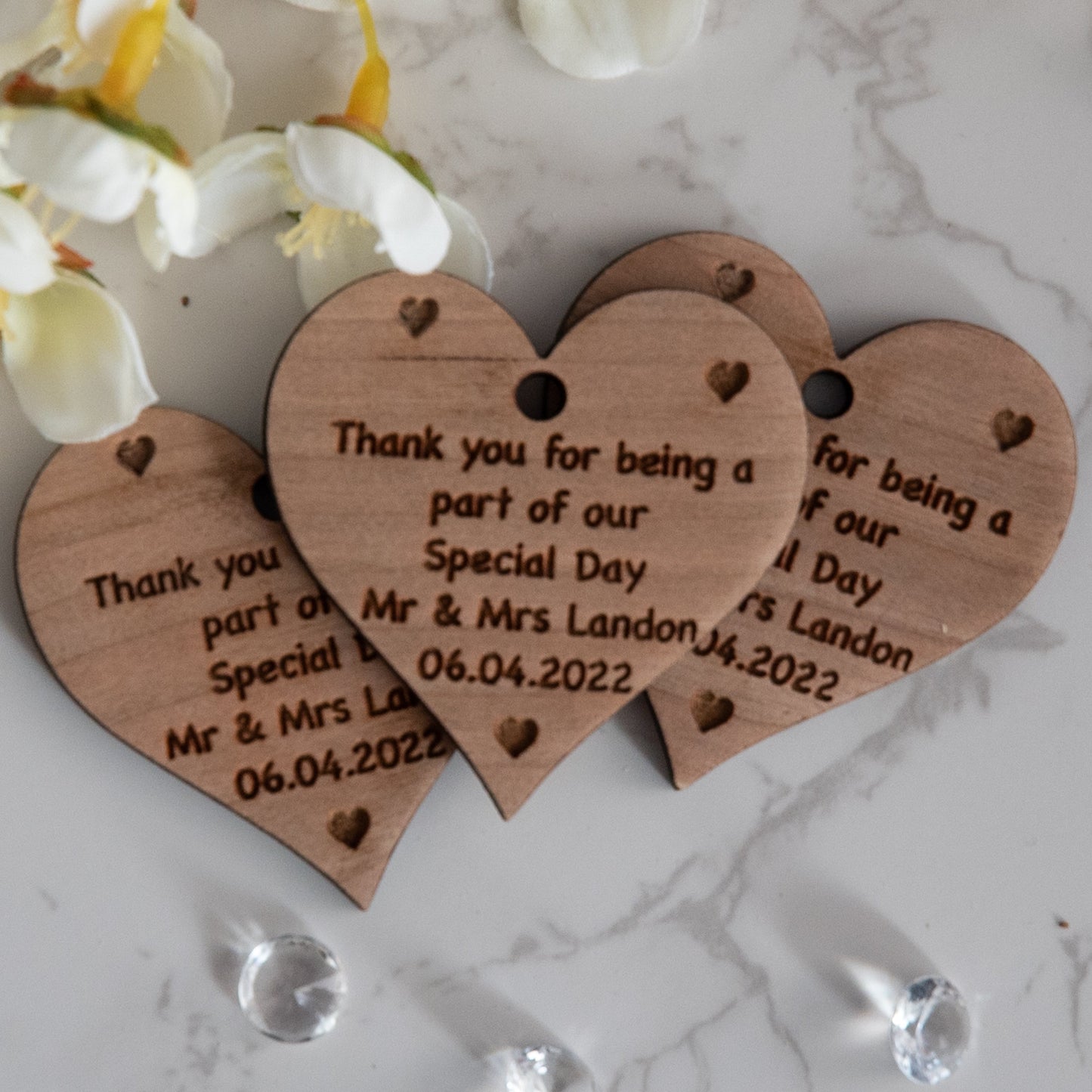 Personalised Heart Thank You Wedding Favour